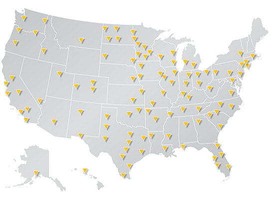 Map of Vermeer dealers in the United States
