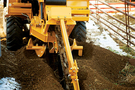 Sliding offset trencher (w/ quads or tires)