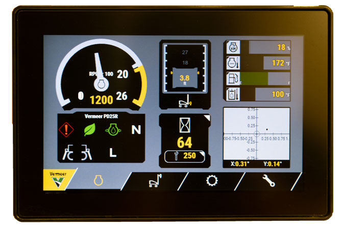 PD25r pile driver on screen diagnostics